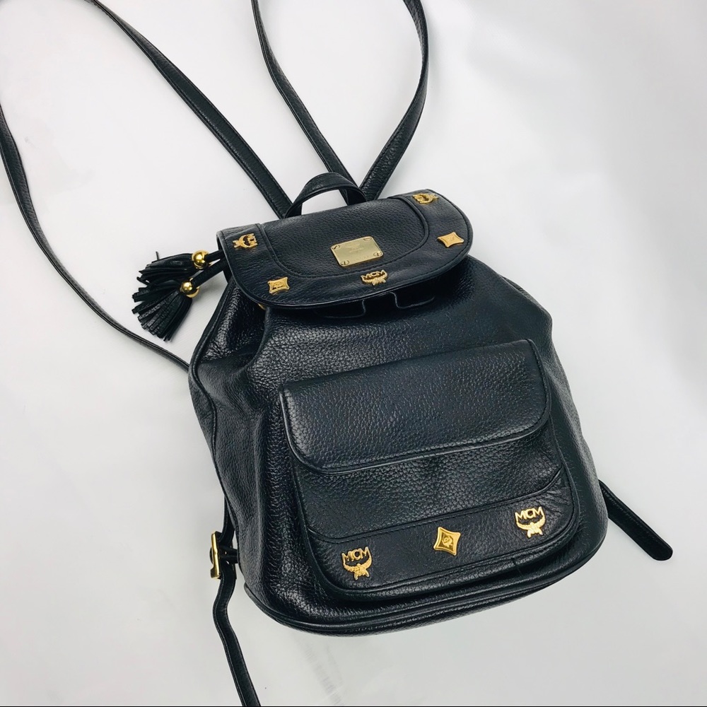 Authentic MCM Black Leather Mini Backpack - Picture 2 of 8